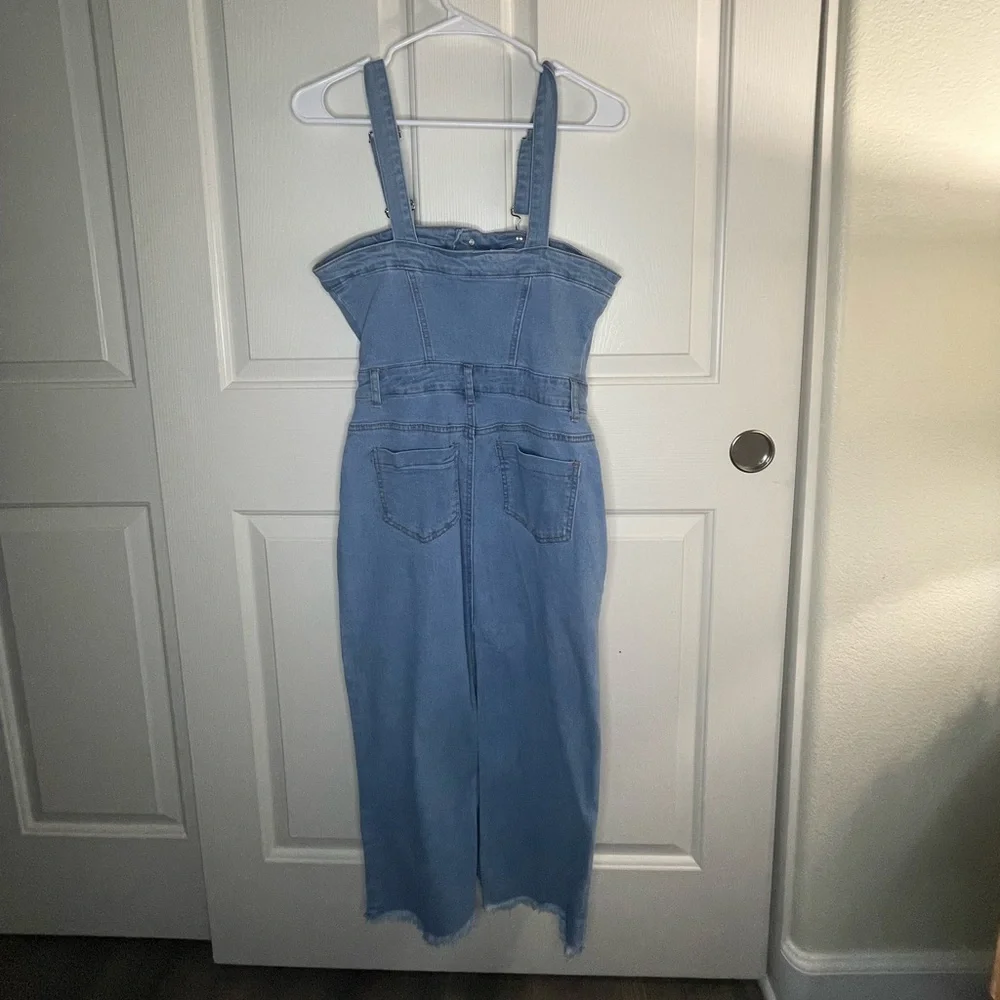 Buttoned Denim Dress with Slit Back - Picture 10 of 10